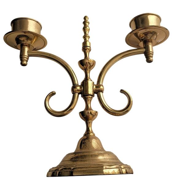 Elegant Vintage Brass Double Arm Candle Holder – Classic Candelabra Decor - Picture 1 of 10